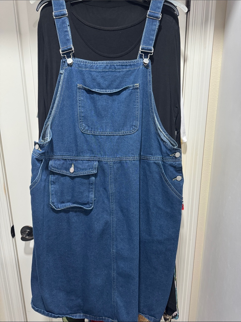 Denim Overall Dress in Classic Blue